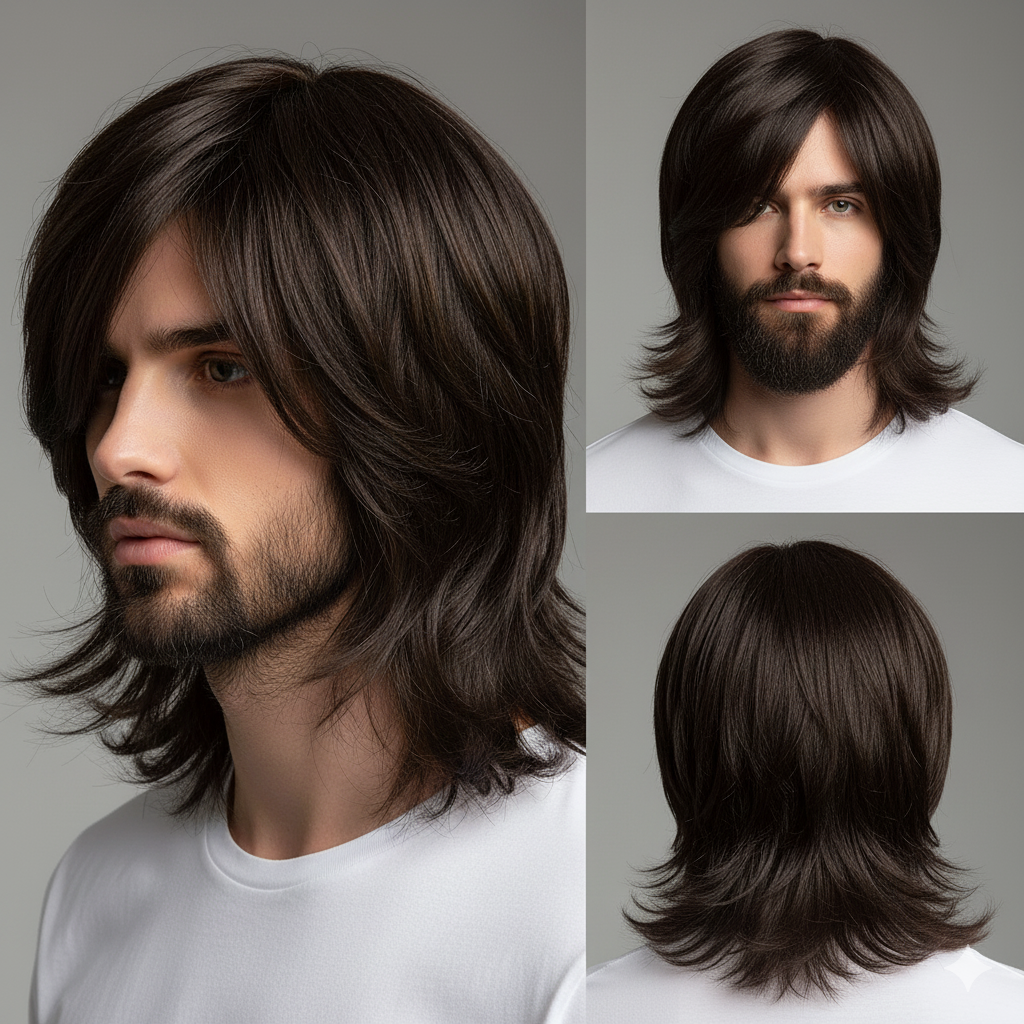 Men's Long Hair Full Head Wig