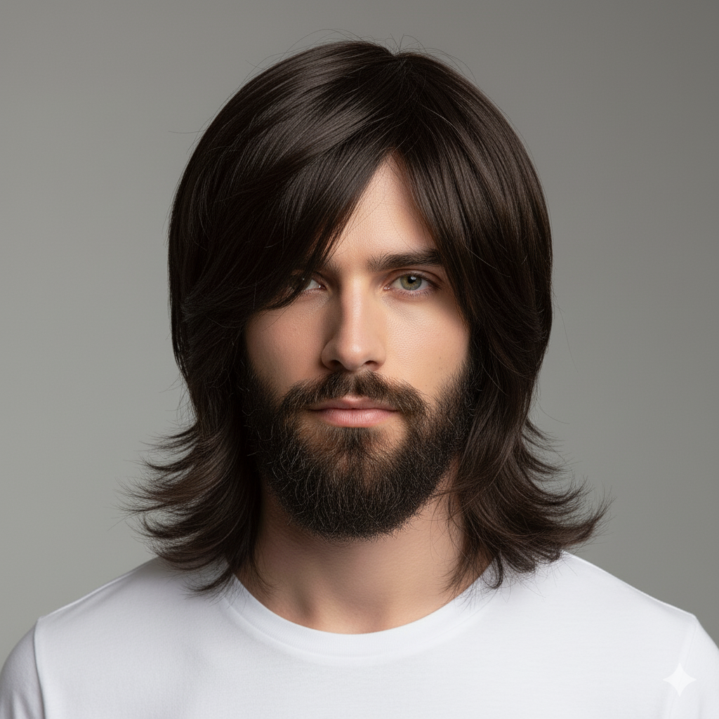 Men's Long Hair Full Head Wig