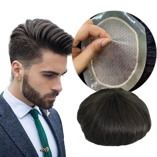 🧔 أفنهيرز بريميوم – قطعة شعر بقاعدة جلدية بالكامل